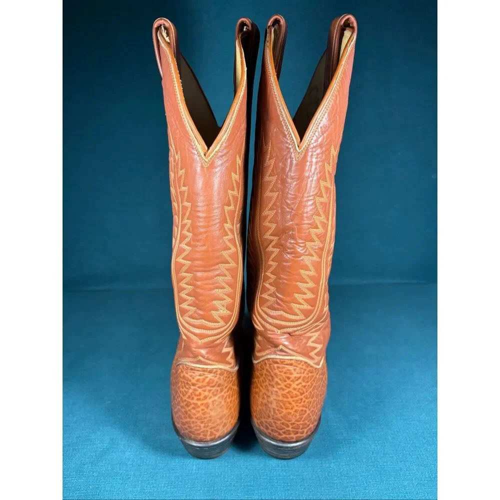 Vintage Tony Lama Men's Cowboy Boots Style 6327 – Size 11 D – Brown Textured Lea